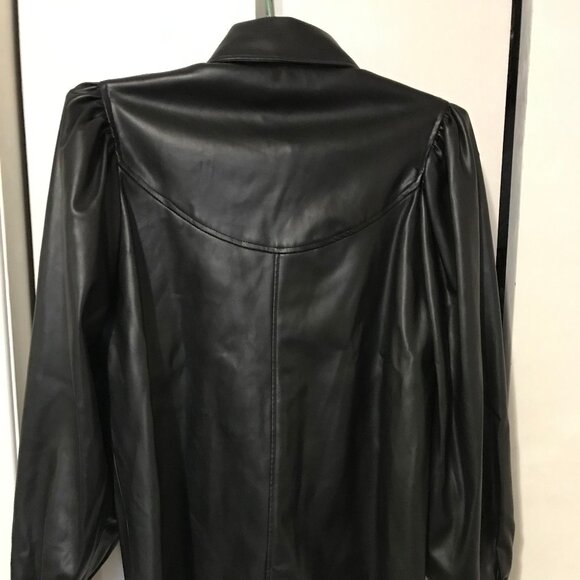 Zara Ladies Black Polyurethane Shirt Jacket Size Small - Picture 2 of 4